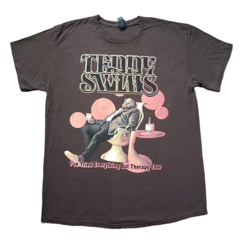 Teddy Swims Everything But Therapy Tour Sz Large Brown Double Side T-Shirt Merch